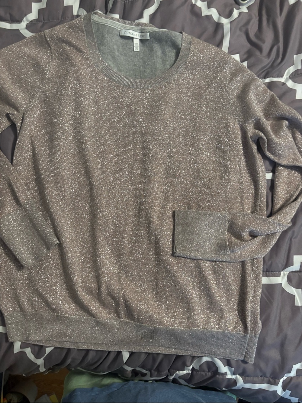 Victoria's Secret Metallic pink silver Crewneck Sweater